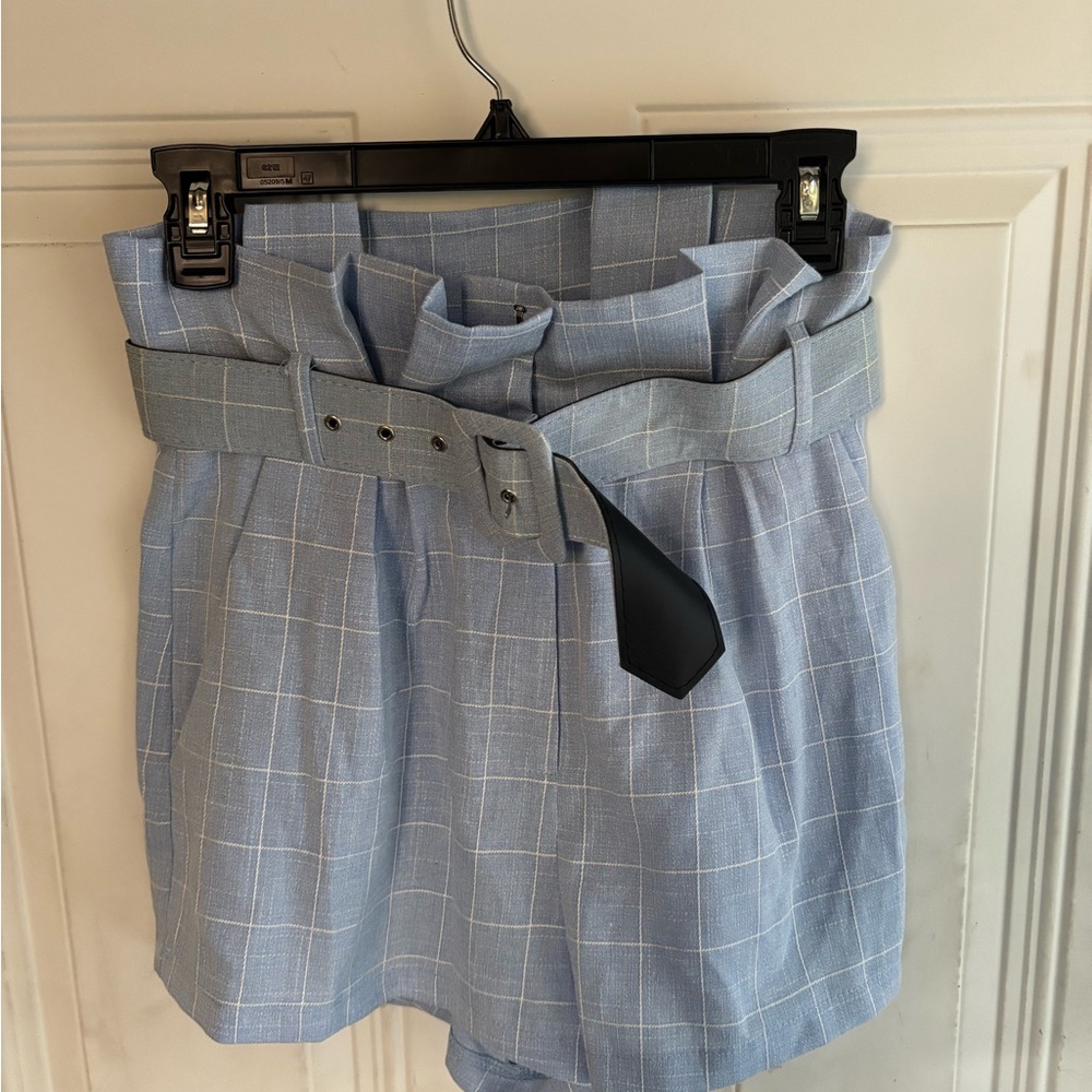 ODDY Blue High Waist Shorts with Tailored Fit